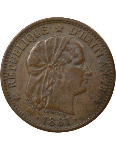 Haïti Fabre Geffrard 2 centimes Bronze 1881 A Paris