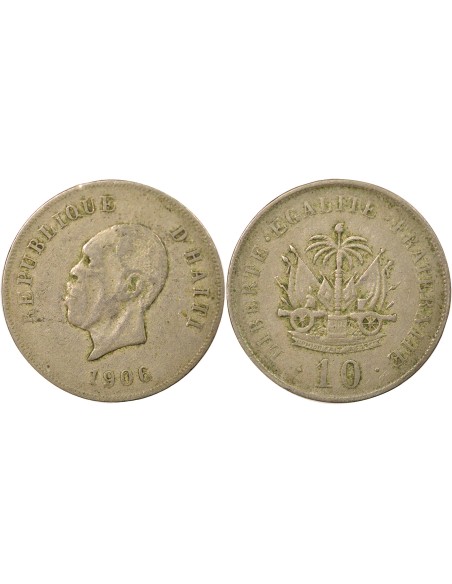 Haïti Pierre Nord-Alexis 10 centimes Cupronickel 1906 Waterbury