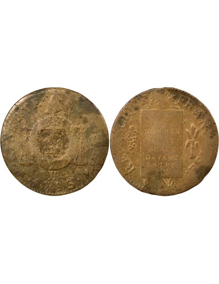 Aux Balances 1 sol Métal de Cloche 1793 BB Strasbourg