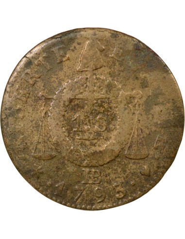 Aux Balances 1 sol Métal de Cloche 1793 BB Strasbourg