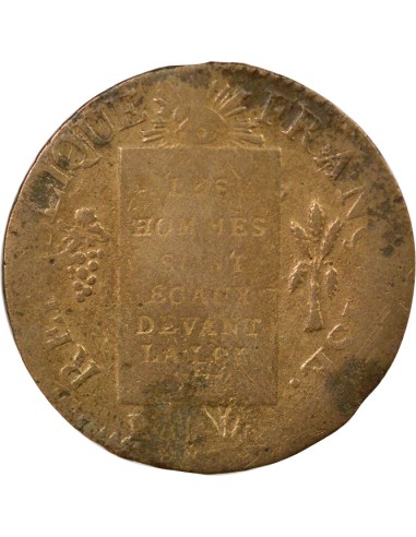 Aux Balances 1 sol Métal de Cloche 1793 BB Strasbourg