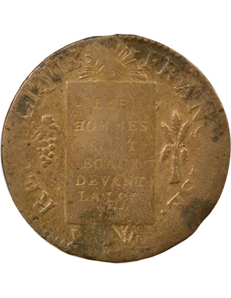 Aux Balances 1 sol Métal de Cloche 1793 BB Strasbourg