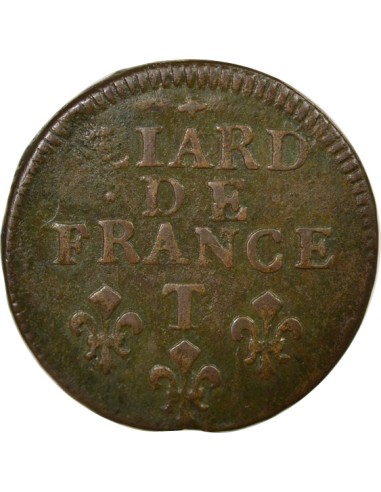 Louis XIV Au Buste Âgé 1 liard Cuivre 1697 T Nantes