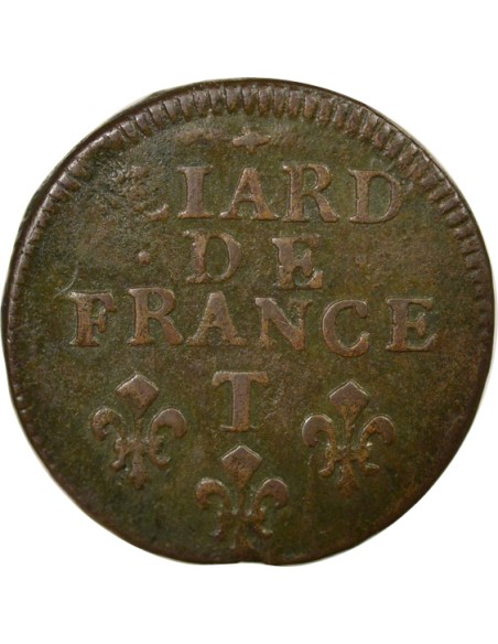 Louis XIV Au Buste Âgé 1 liard Cuivre 1697 T Nantes