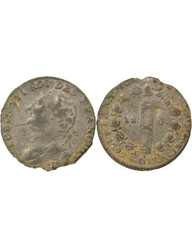 Louis XVI au Faisceau 12 deniers Cuivre 1792 T Nantes