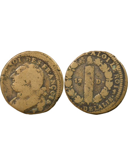 Louis XVI au Faisceau 12 deniers Cuivre 1792