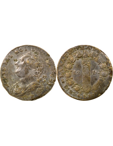 Louis XVI au Faisceau 12 deniers Cuivre 1792 T. Saumur