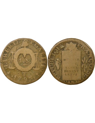 Aux Balances 1 sol Métal de Cloche 1793 T Nantes