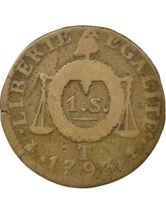 Aux Balances 1 sol Métal de Cloche 1793 T Nantes 2