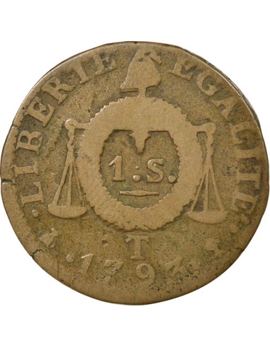 Aux Balances 1 sol Métal de Cloche 1793 T Nantes