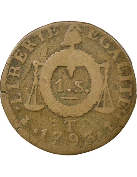 Aux Balances 1 sol Métal de Cloche 1793 T Nantes