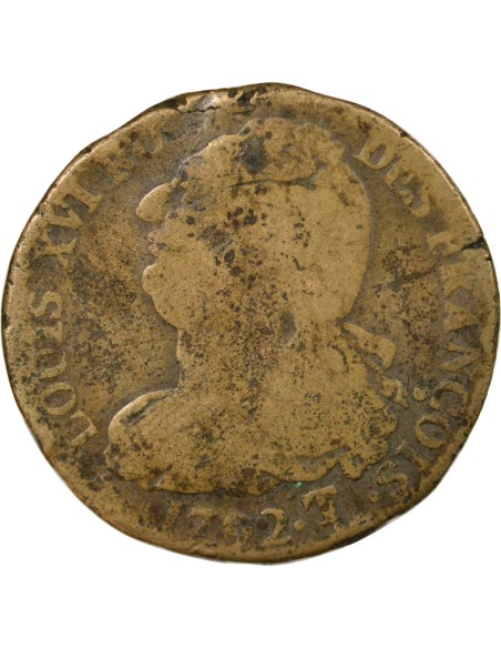 Louis XVI au Faisceau 2 sols Cuivre 1792 T. Saumur