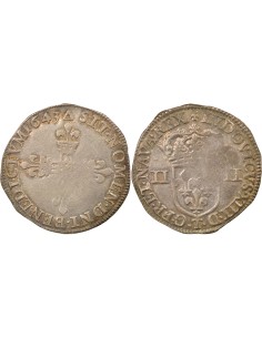 Louis XIII Croix Fleurdelisée 1/4 ecu Argent 1643 T Nantes