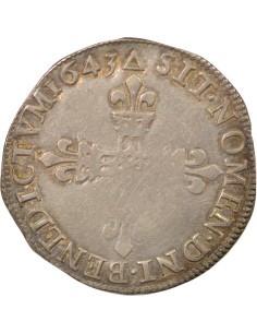 Louis XIII Croix Fleurdelisée 1/4 ecu Argent 1643 T Nantes 2