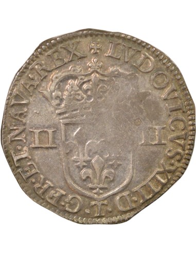 Louis XIII Croix Fleurdelisée 1/4 ecu Argent 1643 T Nantes
