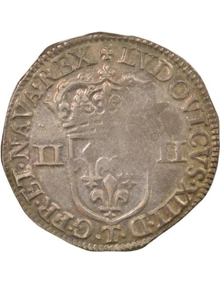 Louis XIII Croix Fleurdelisée 1/4 ecu Argent 1643 T Nantes