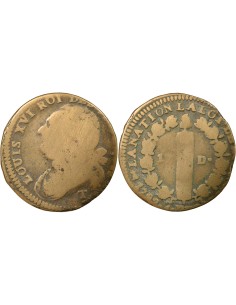 Louis XVI Au Faisceau 12 deniers Cuivre 1792 T Nantes