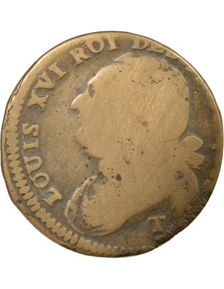 Louis XVI Au Faisceau 12 deniers Cuivre 1792 T Nantes
