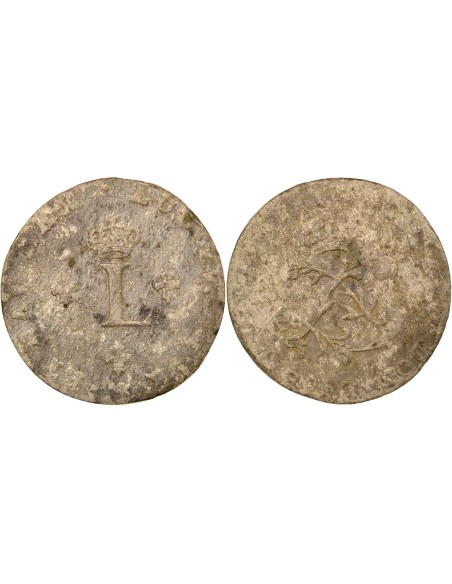 Louis XV Aux Deux L Couronnés 2 sols Billon 1738-1743 T Nantes