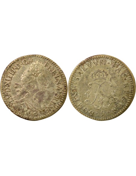 Louis XIV Aux Deux L 4 sols Argent 1692 9 Rennes