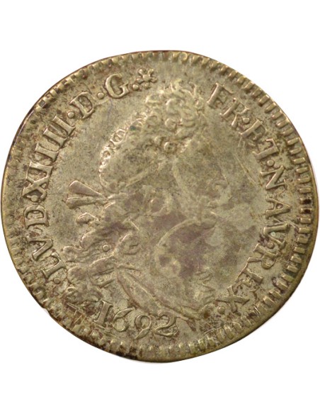 Louis XIV Aux Deux L 4 sols Argent 1692 9 Rennes