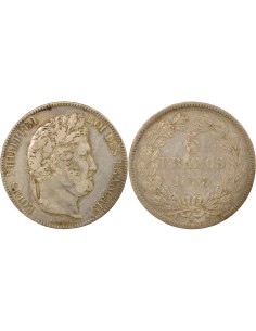 Louis-Philippe Ier Tr. en relief 5 francs Argent 1833 T Nantes