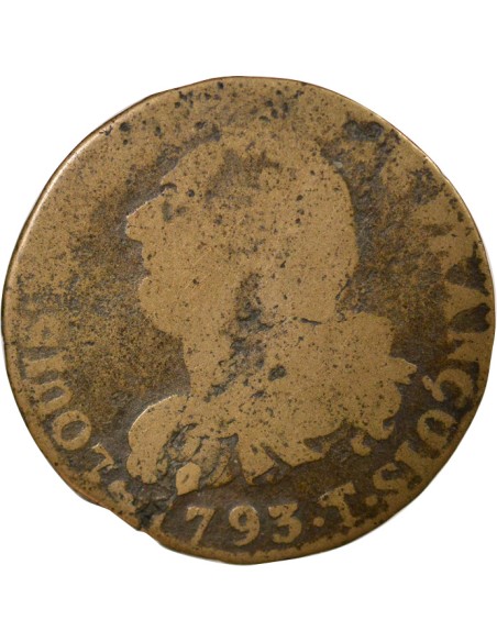 Louis XVI Au Faisceau 6 denier Cuivre 1793 T Nantes