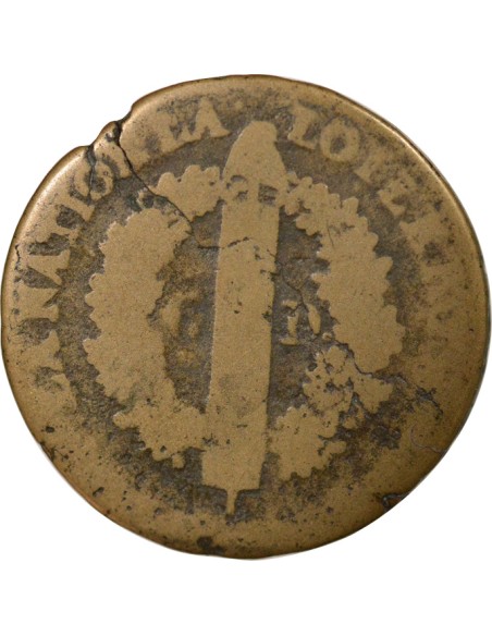 Louis XVI Au Faisceau 6 denier Cuivre 1793 T Nantes