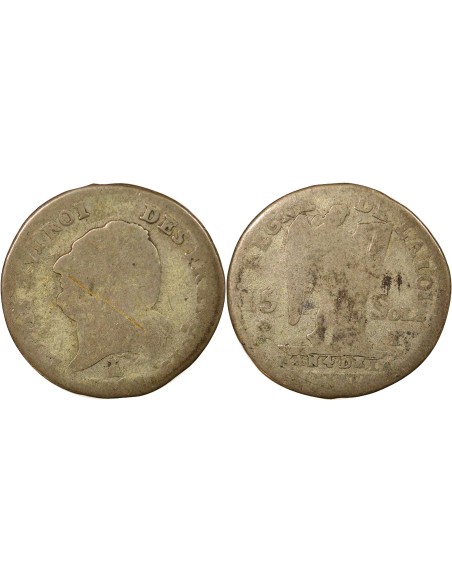 Louis XVI Au Génie 30 sols Argent 1792 T Nantes