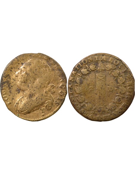 Louis XVI au Faisceau 12 deniers Cuivre 1792 T. Saumur