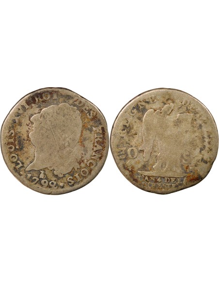 Louis XVI Au Génie 30 sols Argent 1792 T Nantes