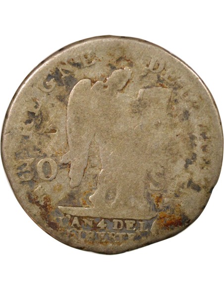 Louis XVI Au Génie 30 sols Argent 1792 T Nantes