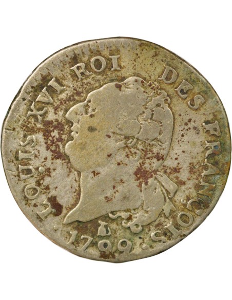 Louis XVI Au Génie 30 sols Argent 1792 T Nantes