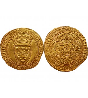 CHARLES VI﻿ LE FOU - ECU D'OR A LA COURONNE PARIS 1380 / 1422 2