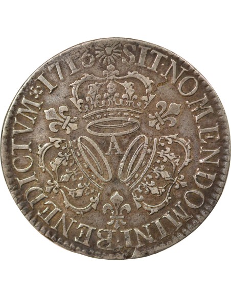 Louis XIV Aux Trois Couronnes 1 écu Argent 1713 A - Paris