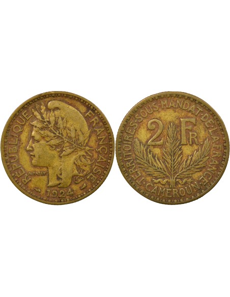 Cameroun Patey 2 francs Bronze-Alu 1924 A Paris