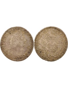 Louis XIV Aux Palmes 1/2 ecu Argent 1693 T Nantes