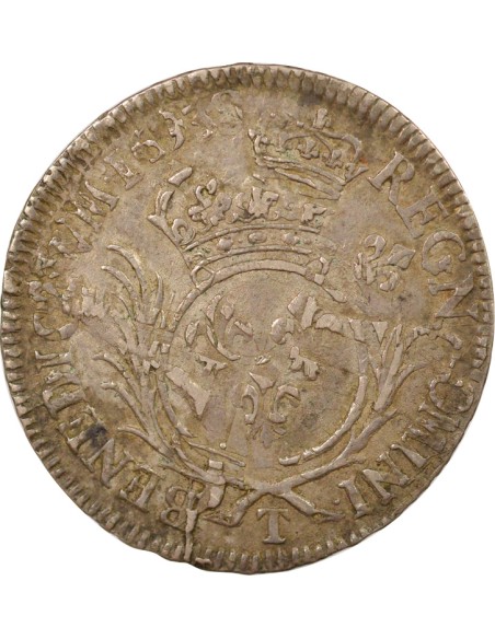 Louis XIV Aux Palmes 1/2 ecu Argent 1693 T Nantes