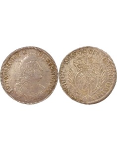 Louis XIV Aux Palmes 1/2 ecu Argent 1694 T Nantes