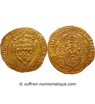 CHARLES VI﻿ LE FOU - ECU D'OR A LA COURONNE PARIS 1380 / 1422