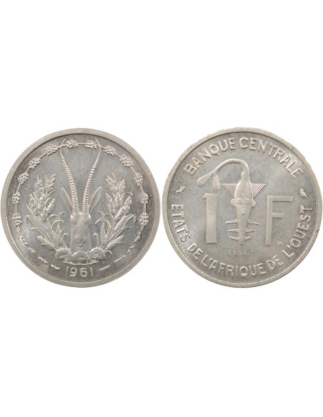 Afrique de l'Ouest Essai 1 francs Aluminium 1961 A - Paris