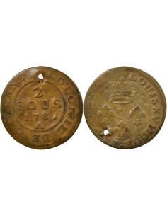 Guyane Française Louis XVI 2 sous Cuivre 1787