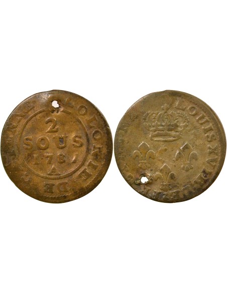Guyane Française Louis XVI 2 sous Cuivre 1787