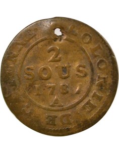 Guyane Française Louis XVI 2 sous Cuivre 1787 2