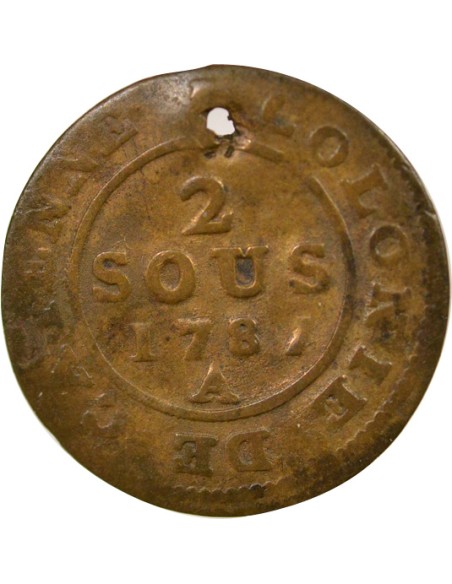 Guyane Française Louis XVI 2 sous Cuivre 1787