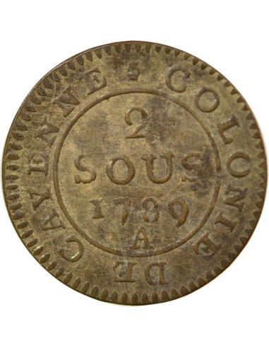 Guyane Française Louis XVI 2 sous Billon 1789 A - Paris