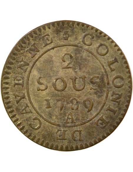 Guyane Française Louis XVI 2 sous Billon 1789 A - Paris