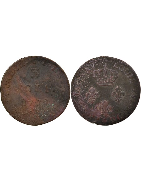 Ile Maurice Louis XVI 3 sols Billon 1779 A - Paris