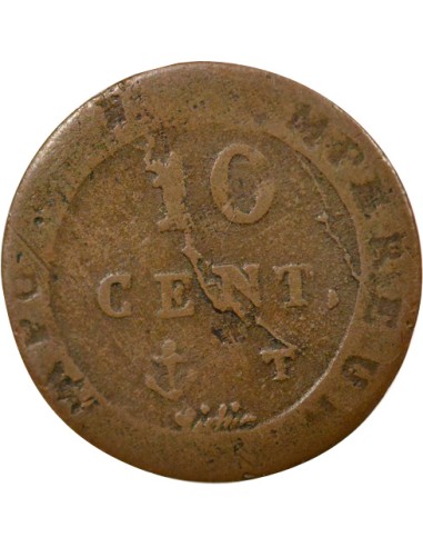 Roi d'Italie Au N Couronné 10 centimes Billon 1808-1810 T Nantes