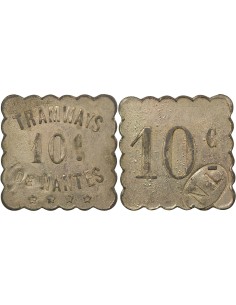 Tramways de Nantes 10 centimes Zinc Nickelé